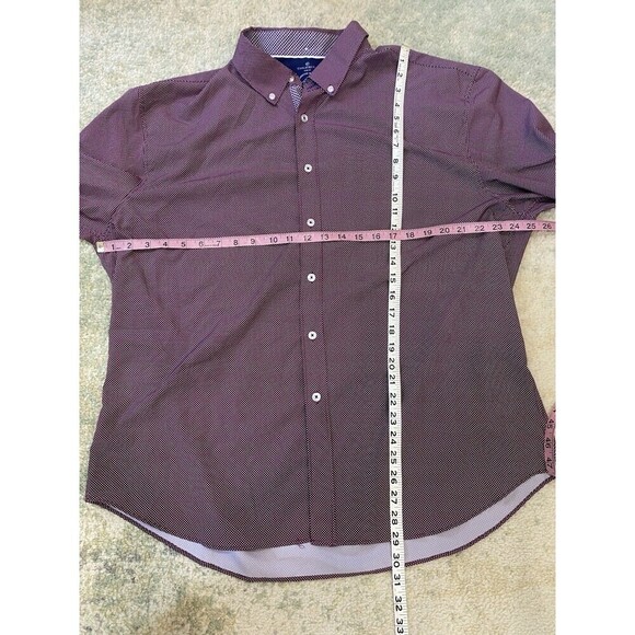CON.STRUCT Men's Size XXL SLIM FIT 4-Way Stretch Maroon Polka Dot Button Down - Picture 3 of 7